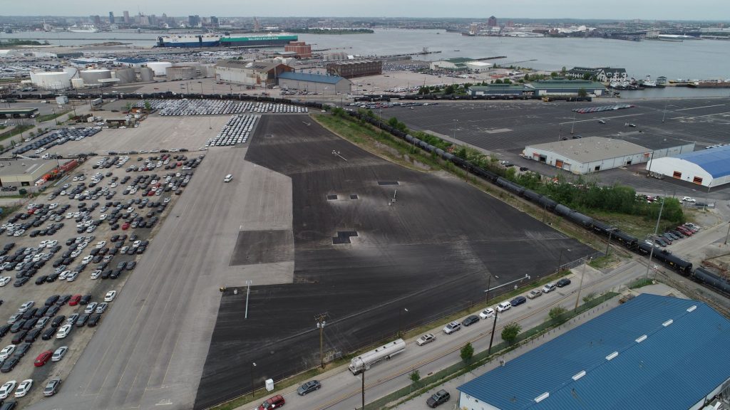 An aerial view of Amports land in Baltimore